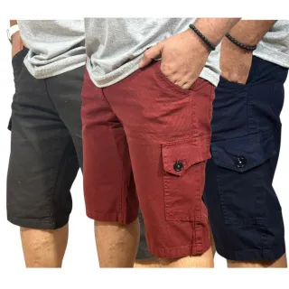Várias Cores Bermuda Cargo Masculina 6 Bolsos