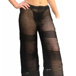 Moda praia: calça de tricô crochê neon em várias cores - Branco