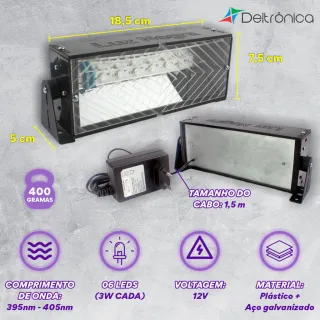 Lâmpada Led UV Profissional Deltrônica - Refletor Luz Negra - Único