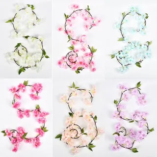 Pacotes mais favoráveis: Corrente simulada de flor de cerejeira 240CM - Pink