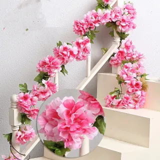 Pacotes mais favoráveis: Corrente simulada de flor de cerejeira 240CM - Pink