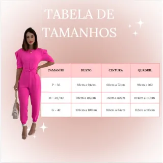 Promoção: Macacão Longo Feminino com Manga Bufante Princesa e Cinto - Fúcsia