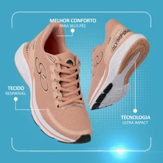 Leve e Confortável Tênis Feminino de Academia para Caminhada - Rosa
