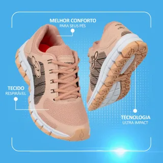 Leve e Confortável Tênis Feminino de Academia para Caminhada - Rosa