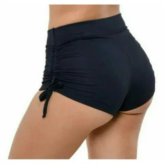 Short feminino fitness de academia com lacinho lateral - Sunkini (Poliéster) - Preto