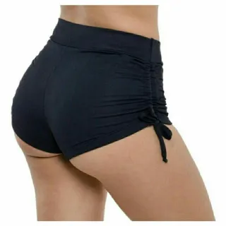 Short feminino fitness de academia com lacinho lateral - Sunkini (Poliéster) - Preto