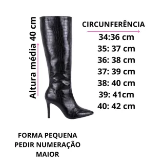 Cano longo feminino bota salto alto fino - CROCO DOURADA SALTO FINO