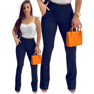 Colmeia Calça Flare Feminina Liso com Bolso - Várias Cores - Calça Flare Caramelo