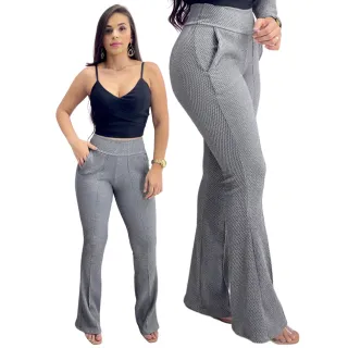 Colmeia Calça Flare Feminina Liso com Bolso - Várias Cores - Calça Flare Caramelo