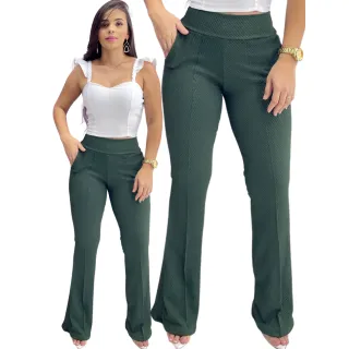 Colmeia Calça Flare Feminina Liso com Bolso - Várias Cores - Calça Flare Caramelo