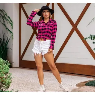 Camisa flanelada xadrez manga longa inverno - Amarelo C/ Preto