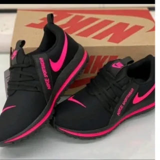 Tênis Esportivo Feminino F1 - Caminhada, Academia, Trabalho - Preto Pink