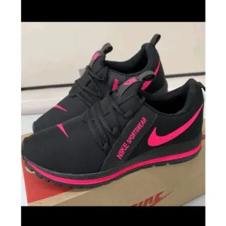 Tênis Esportivo Feminino F1 - Caminhada, Academia, Trabalho - Preto Pink