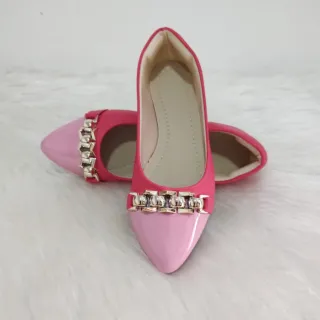 Confortável Sapatilha Casual Feminina Elegante Bico Fino - Do 34 ao 39 - ROSA FOSCO APLIQUE