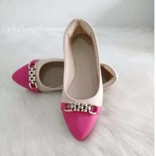 Confortável Sapatilha Casual Feminina Elegante Bico Fino - Do 34 ao 39 - ROSA FOSCO APLIQUE