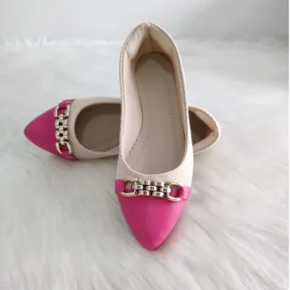 Confortável Sapatilha Casual Feminina Elegante Bico Fino - Do 34 ao 39 - ROSA FOSCO APLIQUE