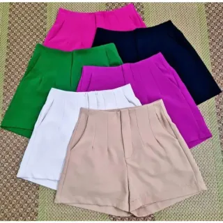 Short Inspiração Zara Cintura Alta Feminino - Azul Royal