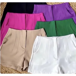 Short Inspiração Zara Cintura Alta Feminino - Azul Royal