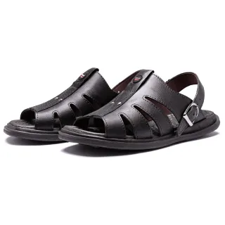 Chinelo Masculino em Couro Ortopédico Anti Stress Leve Confortável - Sandália Franciscana - Preto