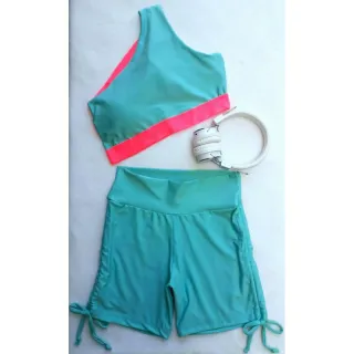 Conjunto Fitness Feminino Neon Estampa Animal Cintura Alta - Ref.022