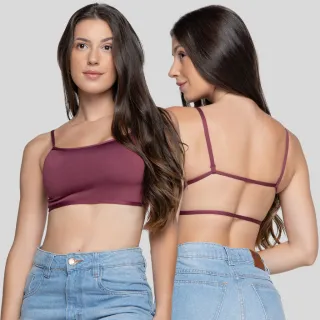 Modas Dyeu - Top Cropped Sexy Costa Nua Gringa Casual Alça Fina - PRETO COM BRANCO