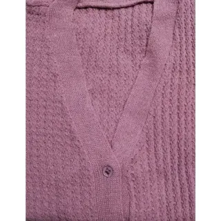 Moda outono inverno: Blusa feminina de frio, cardigans com botão e suéter tricô - Marsala