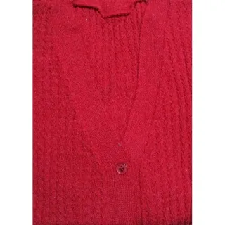Moda outono inverno: Blusa feminina de frio, cardigans com botão e suéter tricô - Marsala
