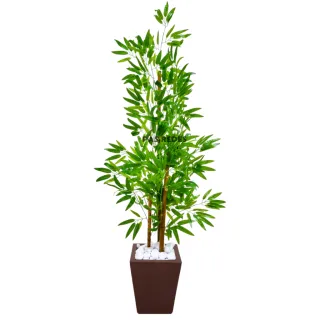 Vaso Decorativo + Bambu Artificial Permanente - 3D Cinza