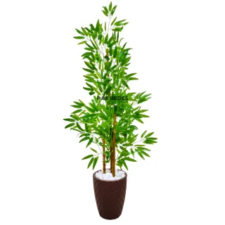 Vaso Decorativo + Bambu Artificial Permanente - 3D Cinza