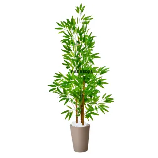 Vaso Decorativo + Bambu Artificial Permanente - 3D Cinza