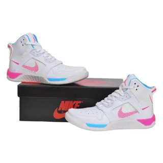 Bota esportiva feminina cano alto Nk - Confortável e resistente - Branco Menta Lavanda