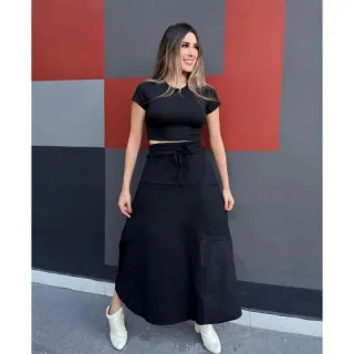 Moletom longo de saia - Creme