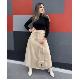 Moletom longo de saia - Creme