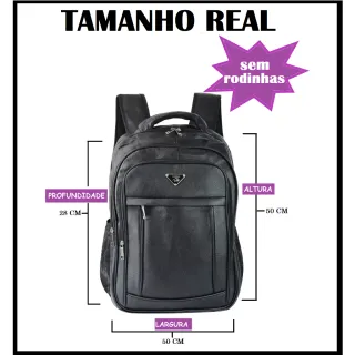 Mochila de Rodinhas em Couro Resistente e Impermeável - Ideal para Trabalho e Faculdade - Média Marrom