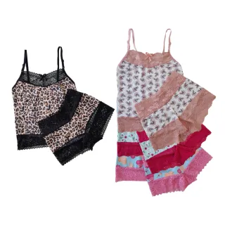 Pijama Sensual Feminino Kit 2 Short Doll em Renda Microfibra - PRETO e VERDE