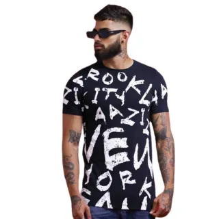 Street Wear Masculina: Camiseta Longline Preta e Branca