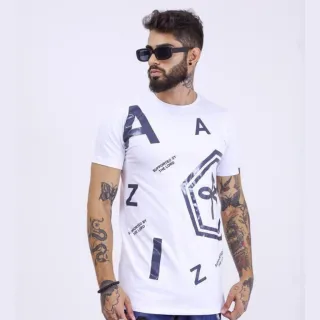 Street Wear Masculina: Camiseta Longline Preta e Branca - Branco