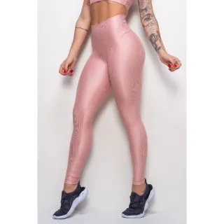 Legging Brilho Molhado Cintura Alta Couro Lycra - Preto