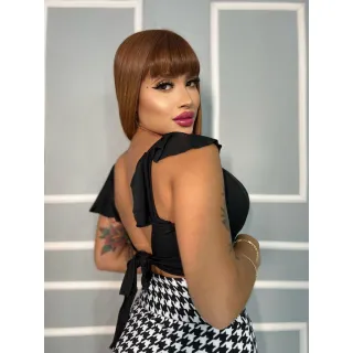 Blusa Cropped Feminina com Decote em V e Babado Delicado - Rosa