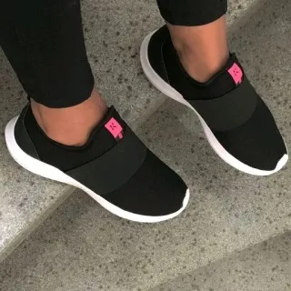 Lançamento: Tênis Sapatilha Meia com Elástico - Conforto e Leveza - Preto Pink