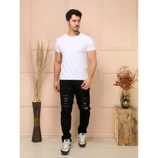 Calça Rasgada Preta Masculina - Estilo e Conforto para Homens Modernos - Preto