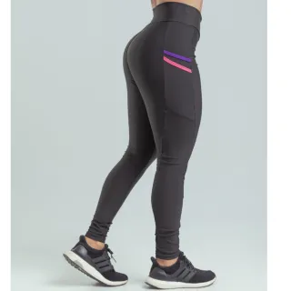 Calça legging feminina cintura alta Suplex com bolso celular - Conjunto top academia fitness