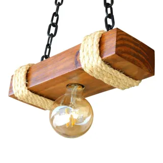 Pendente de Madeira Rustica Moderno Bivolt 110v/220v - Luminária Lustre de Teto - Único
