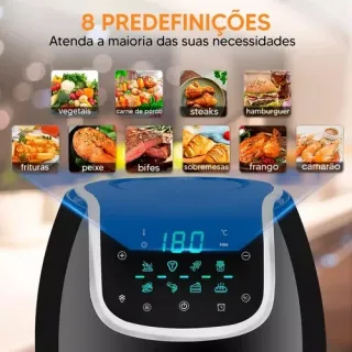 Air Fryer Digital Elétrica de 6.5 Litros, 1700w, Sem Óleo - Cozimento Fácil e Rápido - 220V