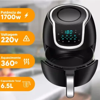 Fritadeira Elétrica Touch Digital Lumi, 6.5L, 1700W, Sem Óleo, Fácil e Rápido - Versões 110v e 220v - Touch Digital 220V