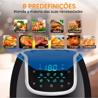 Fritadeira Elétrica Touch Digital Lumi, 6.5L, 1700W, Sem Óleo, Fácil e Rápido - Versões 110v e 220v - Touch Digital 220V