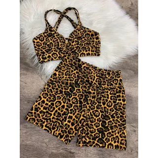 Top com Alça Dupla + Conjunto Fitness Short Com Cordão - 2