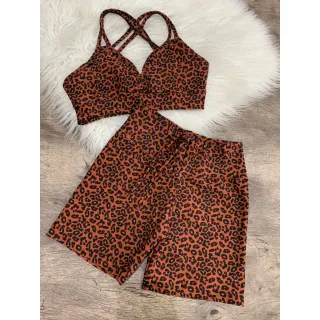 Top com Alça Dupla + Conjunto Fitness Short Com Cordão - 2