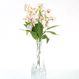 Vaso de Vidro com Flor Artificial Decorativa de Toque Real - Lilás