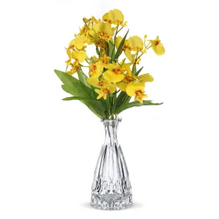 Vaso de Vidro com Flor Artificial Decorativa de Toque Real - Lilás